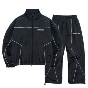 Custom Made New Summer Nylon Windbreaker <b>Zip</b> <b>up</b> Windbreaker <b>Jacket</b> Tracksuit Polyester Streetwear Track Suit Set - Product Image 1