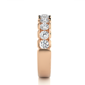 Anillo de media eternidad con diamantes cultivados en laboratorio, corte brillante redondo, en oro rosa macizo de 18 quilates, para mujer, nupcial. - Product Image 3