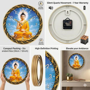 Modern Personalized Gautam Buddha Wall <b>Clock</b> <b>Silent</b> Quartz Luxury Home Decor Meditation Wall Graduation Mother's Day Printing - Product Image 3
