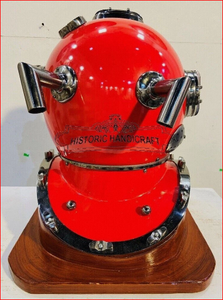 Casco de Buceo de 18 Pulgadas, Modelo Mark V de la Marina de los Estados Unidos, Color Rojo, con Base - Product Image 5