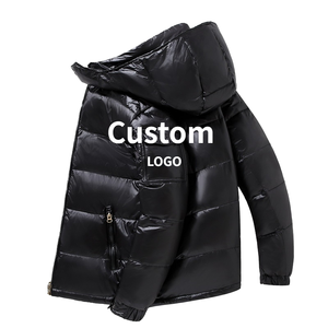 OEM Custom <b>Men's</b> Plus Size Winter Quilted <b>Jacket</b> Vintage Waterproof Windbreaker Zipper Hoodie Embroidered Casual Snow Wear - Product Image 2