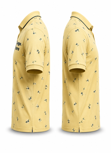 Camiseta de Manga Corta para Hombre, Color Amarillo Sólido, Algodón/Poliéster, Tejido de Punto, Casual, Transpirable, con Logotipo Bordado Personalizado en la Parte Delantera - Product Image 4