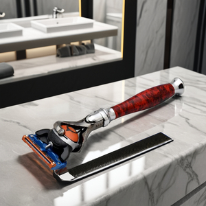 ด้ามจับโลหะทองเหลืองด้ามหินอ่อนและโครเมี่ยมพรีเมียมเข้ากันได้กับยิลเลตต์สำหรับมีดโกนแบบยืดหยุ่นได้ใบมีดสวยงาม - Product Image 3