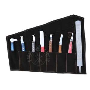 ชุดเครื่องมือตัดแต่งกีบม้าเกรดอุตสาหกรรม ด้ามจับถอดได้ ใบมีดวงกลมขนาดใหญ่ ปลายทองเหลืองสองด้าน พร้อมตะไบขัดกีบม้าและกล่องเก็บ - Product Image 1