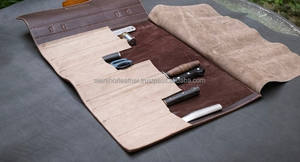 Étui à couteaux en cuir de qualité supérieure, kit de rangement pour couteaux de chef, organiseur d'outils culinaires professionnels, protection anti-odeurs pour la cuisine - Product Image 4