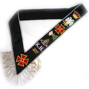 Écharpe de luxe en tissu à coudre pour Compagnons du Rite Royal Maçonnique, avec tuas brodées, Régalia du Chapitre RA - Product Image 3