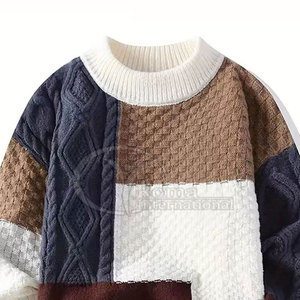 Pull-over en tricot 100 % coton pour homme, collection hiver 2026, style streetwear, design personnalisé, coupe oversize, respirant, impression par transfert thermique, haute qualité - Product Image 4