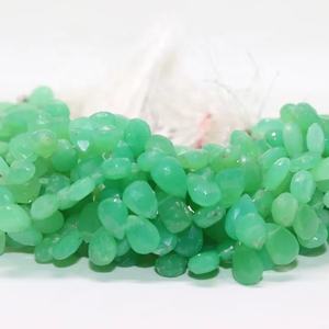 Perles de chrysoprase en forme de poire à facettes en gros 7*9-8*10mm 8 pouces pierre naturelle taillée sur le côté pour la fabrication de bijoux - Product Image 1