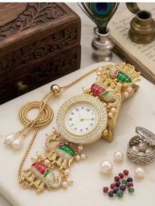 Reloj de pulsera vintage chapado en oro con diseño de elefante y bisel con perlas de imitación, joyería de moda para mujer, regalo para mujeres y niñas - Product Image 3