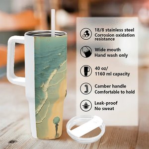 แก้วน้ำเก็บอุณหภูมิแบบกำหนดเอง ขนาด 40 ออนซ์ ทำจากสแตนเลส ลายวิวชายหาด - Product Image 5
