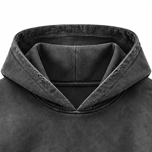Sweat-shirt court à capuche pour homme, noir, streetwear, coupe oversize, avec poche, logo flamme imprimé, sérigraphie, en coton French Terry - Product Image 3