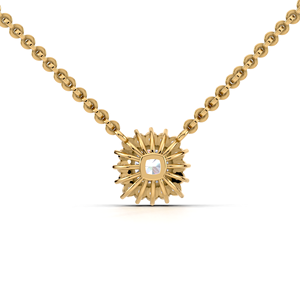 Collier pendentif halo avec diamants taille coussin et taille rond de 1,19 ct en or jaune, blanc et rose 18 carats |   Élégant ensemble de bijoux en forme de panier de fleurs - Product Image 2