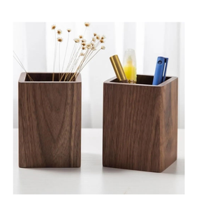 Portalápices de madera maciza, caja contenedora de almacenamiento para mesa de oficina, 2 piezas, contenedor de almacenamiento de papelería para oficina - Product Image 4