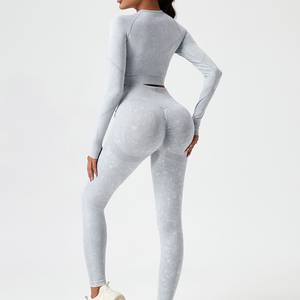 Ensemble de yoga 2 pièces haute performance pour femme en nylon et élasthanne respirant – Tenue de sport personnalisable OEM en gros - Product Image 6