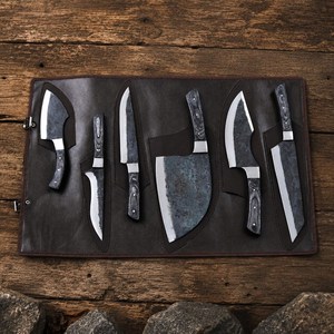 Juego de Cuchillos de Cocina Profesionales Hechos a Mano, Estilo Industrial, Ecológicos, Ambidiestros, de Acero Inoxidable, 6 Piezas, Juego de Cuchillos para Exteriores - Product Image 2