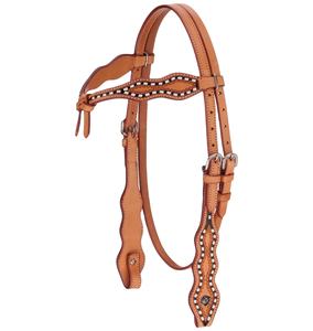 Cabecera occidental personalizada de ecuestre de cuero de caballo tallado a mano de primera calidad con logotipo personalizado para montar - Product Image 1