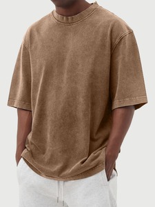 Camiseta de Algodón Clásica Extra Grande para Hombre, Lavado Ácido, Verde Oliva Liso, Fabricantes Personalizados, Atuendo de Moda de Verano, Tela Gruesa - Product Image 4