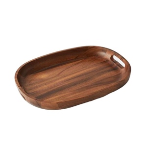 Bandeja para té, café y aperitivos, bandejas de servir de madera de acacia auténtica pulida para restaurantes, hoteles, estilo americano - Product Image 1
