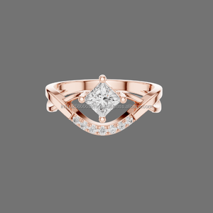 Anillo de cóctel de declaración de lujo de 14K con joyas escarlata con piedra de diamante CZ grande para ropa de fiesta - Product Image 1