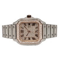 Montre de luxe en or rose 18 carats bicolore pour femme, entièrement sertie de diamants Moissanite, style Hip Hop glacé