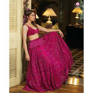 Ropa de fiesta china tradicional Lehenga Choli con lentejuelas de hilo Dori Work - Product Image 3