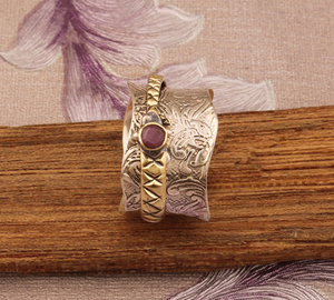 Luxury Natural Red <b>Garnet</b> Band <b>Ring</b> Elegant 925 Sterling <b>Silver</b> Gold Plated Statement Jewelry High-Quality Genuine <b>Garnet</b> Band - Product Image 6