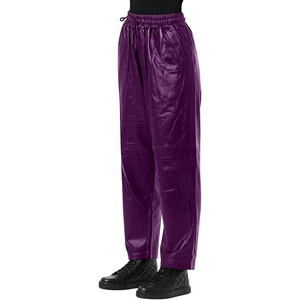 Pantalon en similicuir pour femme, taille haute, coupe droite, extensible, style décontracté streetwear, respirant et écologique - Product Image 2