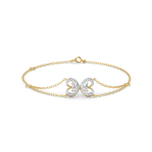 Bracelet Papillon Romantique en Diamant Plaqué Or 18K, Sertissage Griffe Cœur, Bijou Chaîne pour Femme, Usage Quotidien - Product Image 1