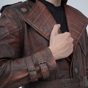 Abrigo Largo de Cuero Genuino para Hombre en Color Único, Calidad Premium, Servicio de Personalización de Marca ODM, Venta al Por Mayor de Ropa de Invierno - Product Image 6