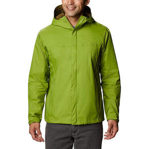 <b>Men</b> Hooded Waterproof <b>Jacket</b> Green Casual Outdoor Wear Polyester Shell Zipper Closure Autumn Style - Product Image 1