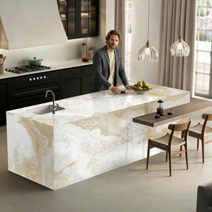 Delmare Carreaux muraux extérieurs de luxe 1.6x3.2m 5.25x10.5ft 20mm Slim Porcelaine Dalle Fritté Pierre Quartz pour Salon Hall - Product Image 1