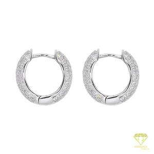 ต่างหูฮิปฮอปพรีเมียม เพชรเลี้ยงในห้องปฏิบัติการ เงินแท้ 925 เครื่องประดับดีไซน์หรูหรา ของขวัญ - Product Image 2