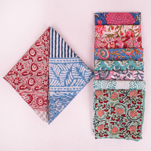 Traditional Block Printed Floral Cotton Square Bandana Lightweight Breathable <b>Tie</b> <b>Back</b> Eco-Friendly Non-Woven Fabric Hair Neck - Product Image 2