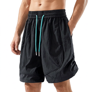 <b>Men</b> <b>Black</b> Quick Dry Drawstring <b>Shorts</b> High Waist Casual Loose Fit With Pockets Solid Color Polyester Sport <b>Shorts</b> - Product Image 3