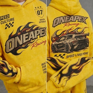 Men's Oversized <b>Yellow</b> Hoodie <b>Tracksuit</b> Set Heavyweight Cotton Jogger Sweat Suit Streetwear Custom Private Label - Product Image 6