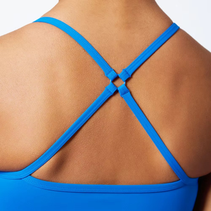 Women Solid <b>Blue</b> High Waist Sports <b>Bra</b> Set Spaghetti Strap V-Neck Quick Dry Gymnastics Clothing Casual Fit Spring Summer - Product Image 6