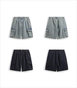 Shorts en jean amples et décontractés pour hommes, style streetwear, en coton, multi-poches, vintage, personnalisables par les fabricants, collection 2026 - Product Image 3
