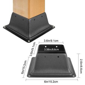 5 unidades de base de poste de terraza con recubrimiento de polvo negro de 4x4 pulgadas, con brida de soporte de 2.5 libras, tamaño real de 3.38x3.38 pulgadas para terrazas - Product Image 3