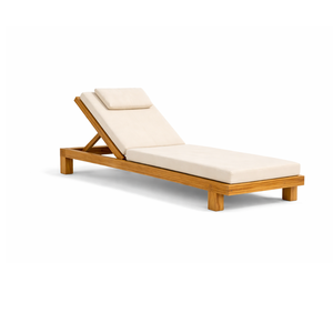 ARTERRA Luxury Modern Adjustable Solid Wood Teak Sun Lounger Set <b>Cushion</b> Table Umbrella Manual <b>Recliner</b> for Poolside Resort - Product Image 1