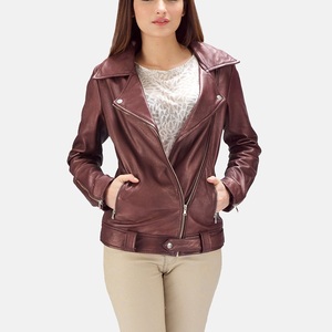 New Modern Mavericks Women's Casual Brown <b>Leather</b> <b>Jacket</b> Contemporary Long Sleeve <b>Leather</b> <b>Jacket</b> - Product Image 4