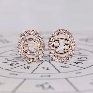 Boucles d'oreilles signe du zodiaque Cancer avec halo de diamants ronds 0,30 TCW E/F VS Clarity, bijoux d'astrologie pour femme, cadeau d'anniversaire élégant - Product Image 4