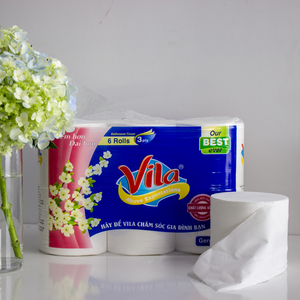 Papier toilette super doux de haute qualité du Vietnam, 2/3 plis, emballage de 6 rouleaux par sac, couleur blanche, 100x105mm, OEM ODM, sain - Product Image 2