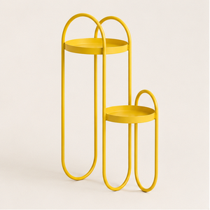 Moderno Soporte de Metal de 2 Niveles para Plantas, Lujoso Soporte de Hierro Amarillo para Macetas, para Decoración de Interiores, Sala de Estar, Balcón y Oficina - Product Image 5