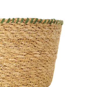 Panier rustique traditionnel multifonction en jonc de mer, panier rond en jonc de mer naturel tissé à la main pour le rangement de cuisine en provenance du Vietnam - Product Image 3