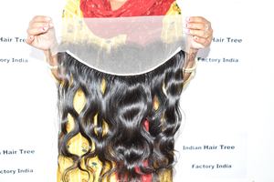 Cheveux humains indiens Remy de qualité supérieure 100% naturels, frontale ondulée, double trame machine, soyeuse, Deep Wave, aspect naturel, prix de gros - Product Image 6