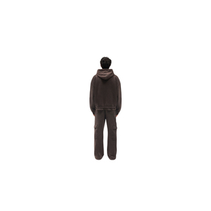 Blouson polaire zippé court marron pour homme avec capuche à cordon de serrage, style streetwear, vente en gros - Product Image 4