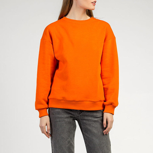 Sudaderas OEM con cuello redondo, letras bordadas, hombros caídos, mangas largas, sudaderas con capucha personalizadas para mujer, sudadera de algodón con diseño frontal. - Product Image 3