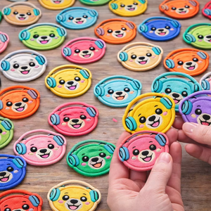 <b>Cute</b> <b>Bear</b> Face Embroidered Patches DIY Decorations for Backpacks, Clothing, Hats & Toys – Set of 10 Colorful Options" - Product Image 1