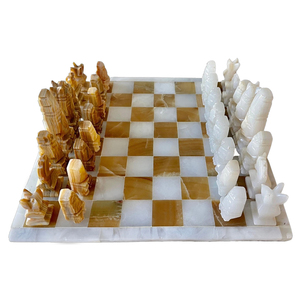 Natural Hand Carved Onyx <b>Marble</b> Chess Set Elegant Stone Chess Board Set with Smooth Finish for Home Office and Gift Collections - Product Image 1