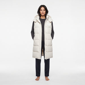 Custom Wholesale Women <b>Long</b> Puffer <b>Vest</b> Hooded Quilted Padded Winter Coat Full Zip Casual Streetwear Fashion Outerwear - Product Image 5